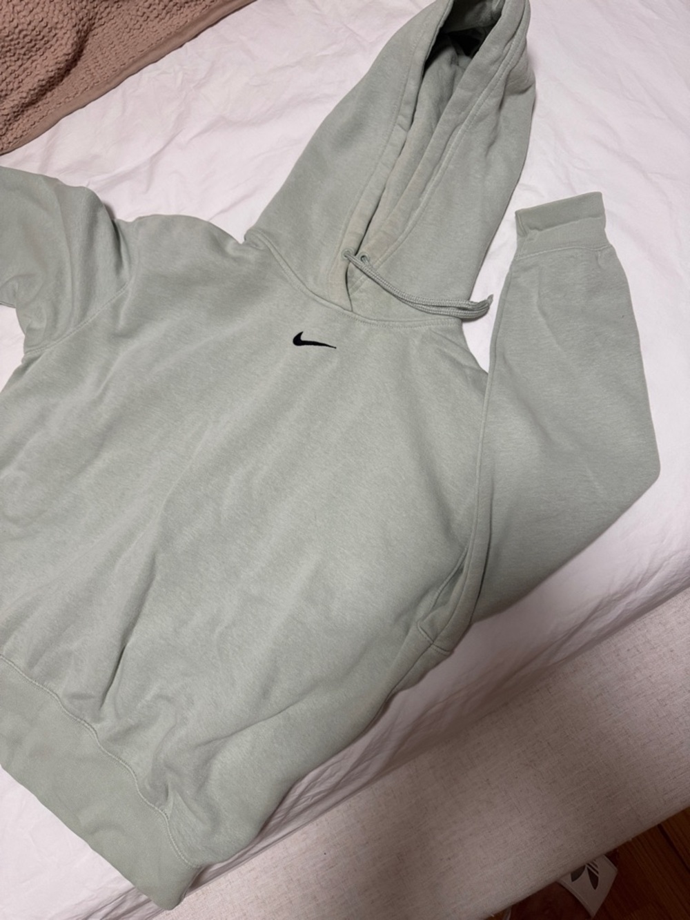 Nike Women's Light Sage Green Pullover Hoodie with Black Swoosh